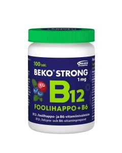 Beko Strong B12+foolihappo+B6 mustikka-karpalo 100 purutabl
