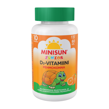 Minisun D-vitamiini Pehmokonna Appelsiini jr.10 mikrog 60 kpl
