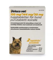 VELOXA VET 150/144/50 mg purutabl 2 fol