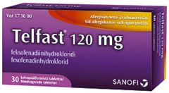TELFAST 120 mg tabl, kalvopääll 30 fol